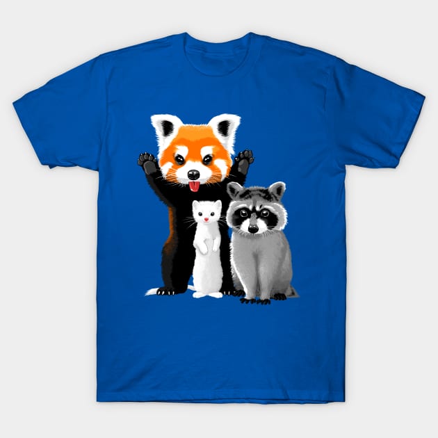 Raccoon, ferret and red panda T-Shirt by albertocubatas